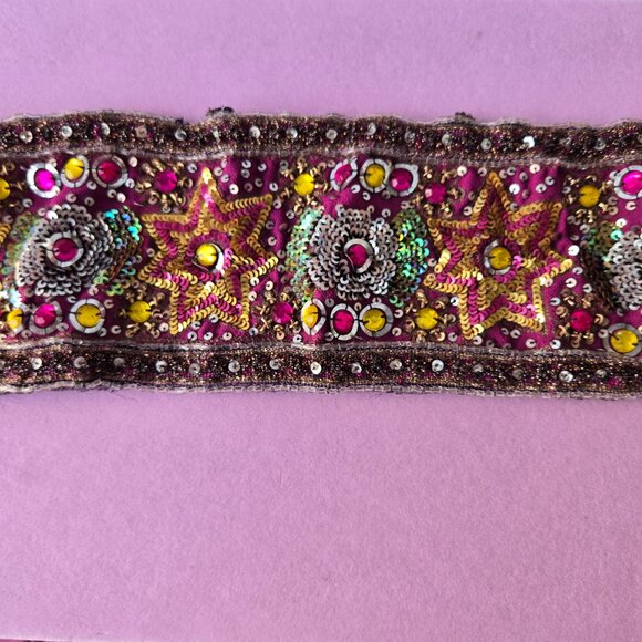 Handmade Rose Bead Embroidered Ornate 1920s-Style Belt Sash Handmade Roses main image 10